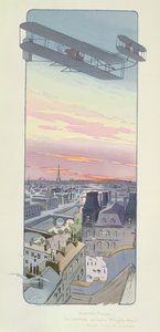 Comte Charles de Lambert Flying a Wright-Ariel Biplane, Juvisy, Paris, Published by Mabileau, Paris by Marguerite Montaut